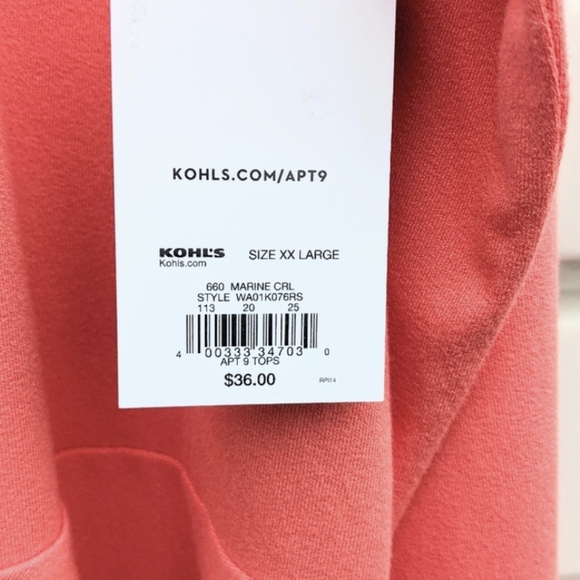 APT 9 Long Sleeves Top XXL babydoll style flowy crew neck elastic at wrist - Picture 6 of 6